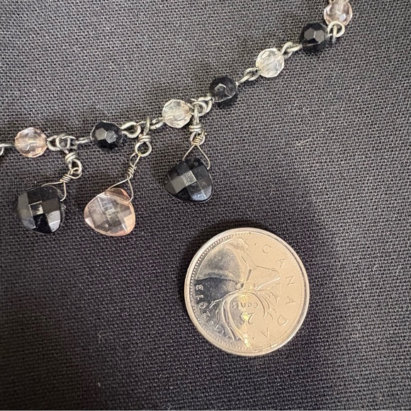 Jewelry - Delicate Black and Clear Beaded Drop Necklace